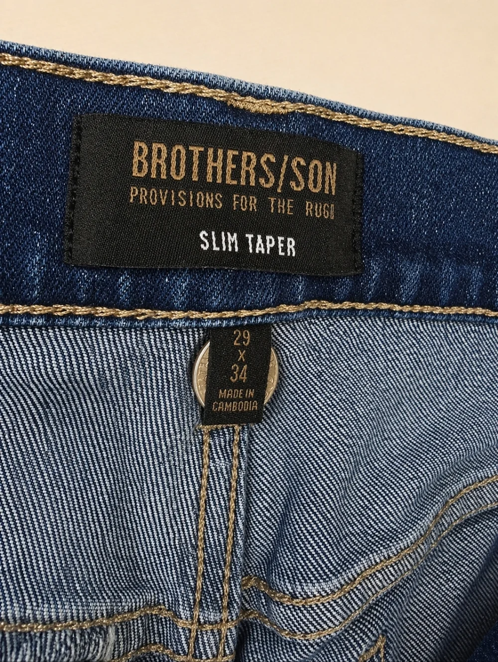 BROTHERS/SON Slim Taper Men's Blue Jeans Cotton Denim Zip Button Size:29×34